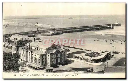 Cartes postales Boulogne Sur Mer Le Casino et les Jetees Academie de Gymnastique