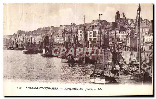 Cartes postales Boulogne Sur Mer Perspective des Quais Bateaux