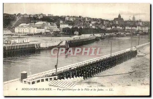 Cartes postales Boulogne sur Mer Vue Panoramique de la Ville et les Jetees