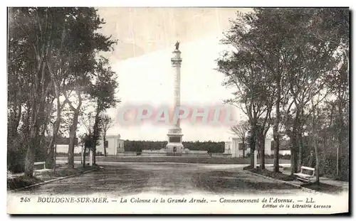 Cartes postales Boulogne sur Mer La Colonne de la Grande Armee Commencement de l Avenue