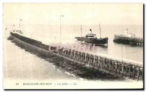 Ansichtskarte AK Boulogne Sur Mer Les Jetees Bateau