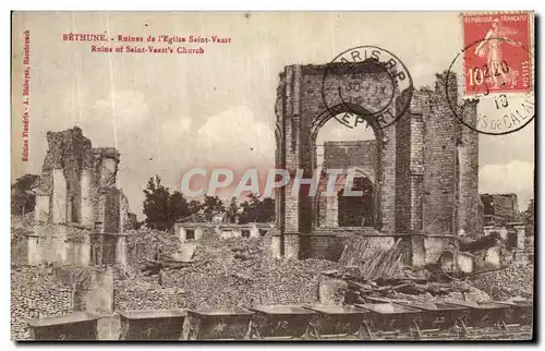 Cartes postales Bethune Ruines de l Eglise Saint Vasst