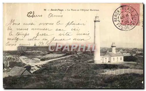 Cartes postales Berck Plage Le Phare et l Hopital Maritime