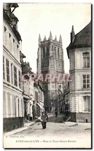 Cartes postales Aire sur la Lys Rue et Tour Saint Pierre