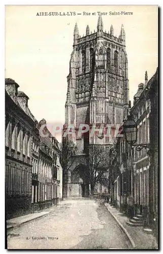 Cartes postales Aire sur la Lys Rue et Tour Saint Pierre