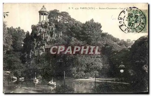 Ansichtskarte AK Paris Buttes Chaumont Lac et Rochers