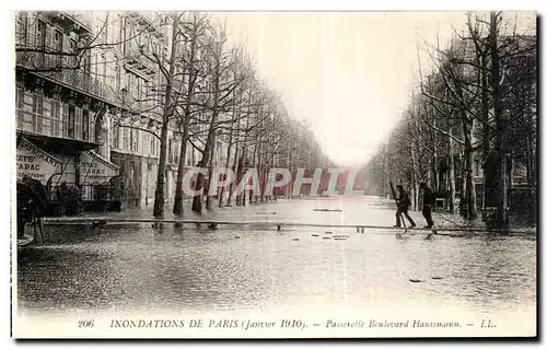 Cartes postales Paris Inondations De Passerelle Boulevard Haussmann