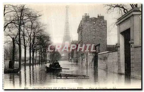 Cartes postales Paris Inondations Quai de Grenelle Tour Eiffel