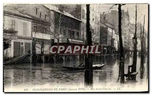 Cartes postales Paris Inondations De Rue Saint Charles