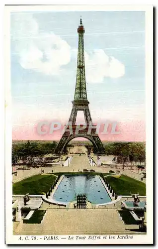 Cartes postales Paris La Tour Eiffel et les Jardins