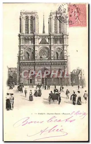 Cartes postales Paris Notre Dame Facade