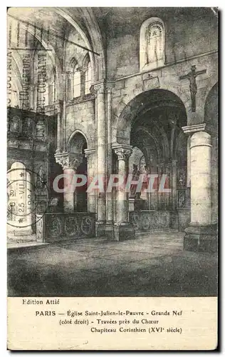 Ansichtskarte AK Paris Eglise Saint Julien Pauvre Grande nef Travees pres du choeur Chapiteau corinthien