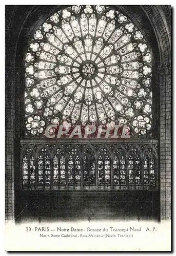 Cartes postales Paris Eglise Notre Dame Rosace du Transept