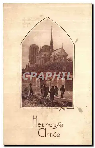 Cartes postales Heureuse annee Paris Notre Dame