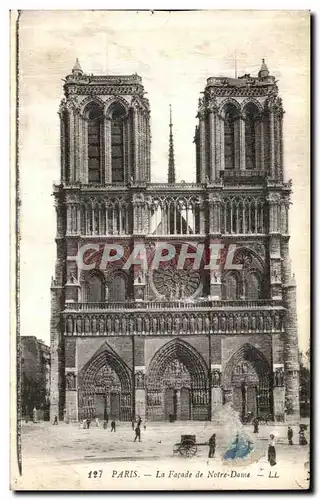 Cartes postales Paris La Facade de Notre Dame