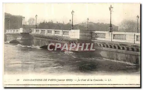 Cartes postales Inondations de Paris Le pont de la Concorde