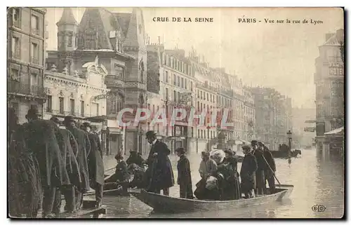 Cartes postales Crue de la Seine Paris Vue sur la rue de Lyon