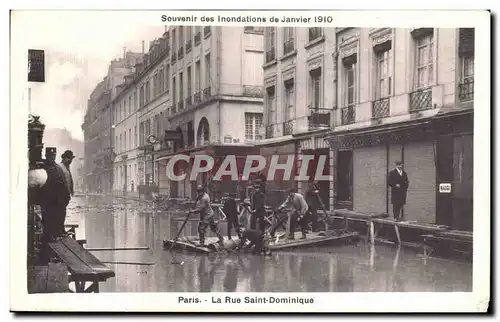 Cartes postales Souvenir des Inondations de Janvier Paris La Rue Saint Dominique