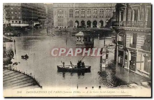 Cartes postales Paris Inondations De A La Gare Saint Lazare