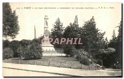 Ansichtskarte AK Paris Parc Montsouris Monument du colonel Flatters