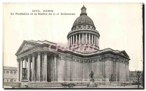 Ansichtskarte AK Paris Le Pantheon et la Statue de JJ Rousseau