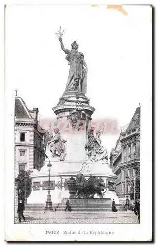 Cartes postales Paris Statue de la Republique Lion