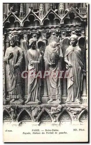 Cartes postales Paris Notre Dame Facade Statues du Portail de gauche