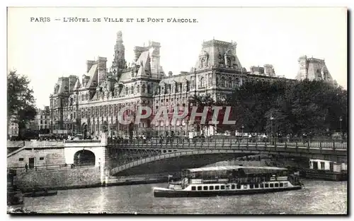 Cartes postales Paris L Hotel De Ville Et Le Pont D Arcole