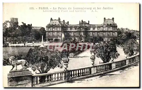 Cartes postales Paris La Palais du Luxembourg et les Jardins