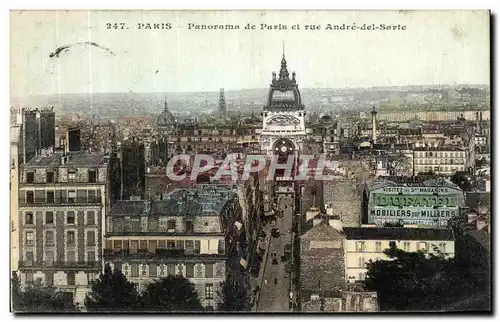 Cartes postales Paris Panorama de Paris et Rue Andre del Sarte