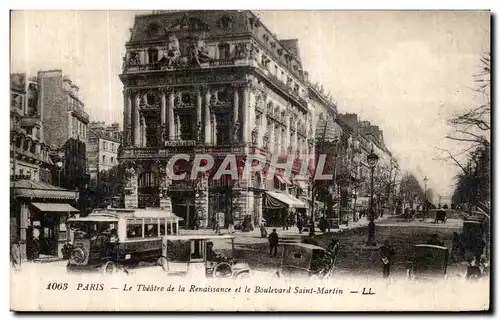 Cartes postales Paris Le Theatre de la Renaissance et le Boulevard Saint Martin