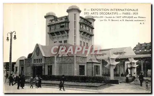 Cartes postales Paris Exposition Des Arts Decoratifs Pavillon Societe de l art Applique