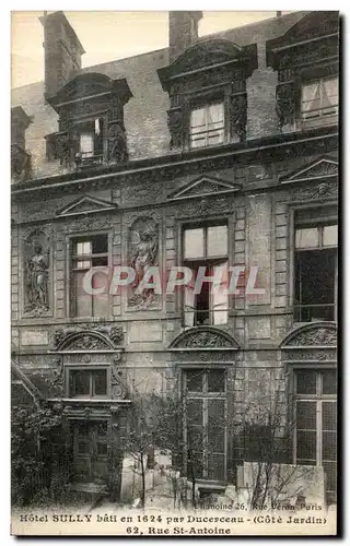 Cartes postales Paris Hotel Sully bati en 1624 Par Ducerceau