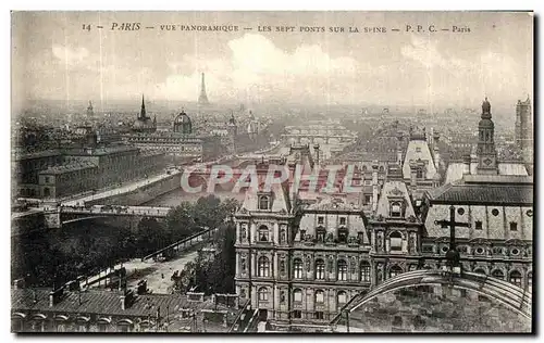 Ansichtskarte AK Paris Vue Panoramique Les Sept Ponts Sur La Seine Tour Eiffel