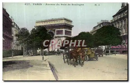 Cartes postales Paris Avenue du Bois de Boulogne Caleche Automobile