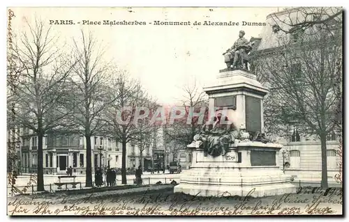 Cartes postales Paris Place Malesherbes Monument de Alexandre Dumas