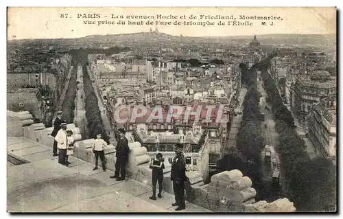 Cartes postales Paris Les avenues Hoche et de Friedland Montmartre vue prise du haut de l arc de Triomphe de l E