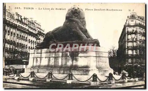 Cartes postales Paris Le Lion de Belfort Place Denfert Rochereau