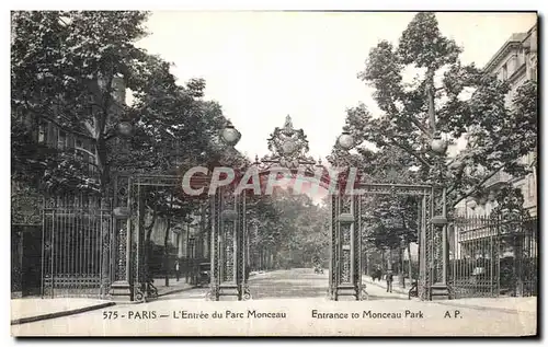 Ansichtskarte AK Paris L Entree du Parc Monceau