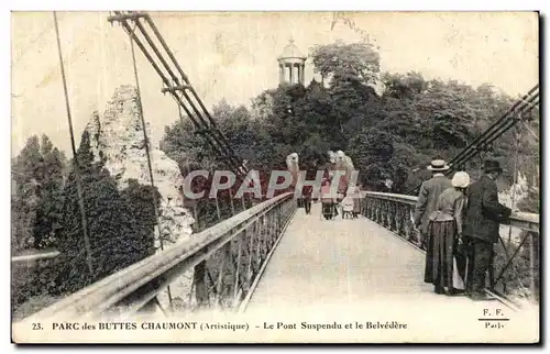 Cartes postales Parc des buttes Chaumont Le Pont Suspendu et le Belvedere