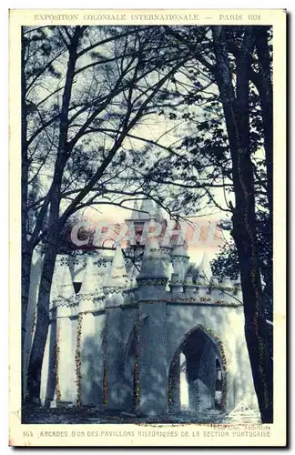 Cartes postales Arcades Dun Des Pavillons Historiques De la Section Portugaise Exposition coloniale internationa