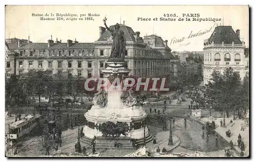 Cartes postales Paris Place et Statue de la Republique