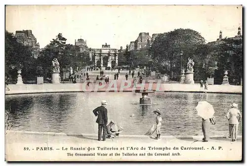 Ansichtskarte AK Paris Le Bassin des Tuilleries et L Arc De Triomphe du Carrousel