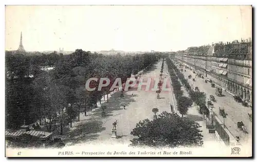 Ansichtskarte AK Paris Perspective du Jardin des Tuileries et Rue de Rivoli Tour Eiffel