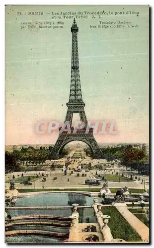 Ansichtskarte AK Paris Les Jardins Du Trocadero le Pont d Iena Et la Tour Eiffel