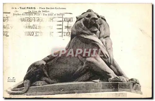 Cartes postales Tout Paris Place Denfert Rochereau Le lion de Belfort
