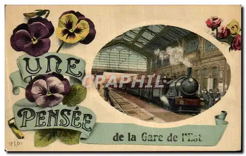 Cartes postales Une Pensee De la Gare De L Est Paris Train