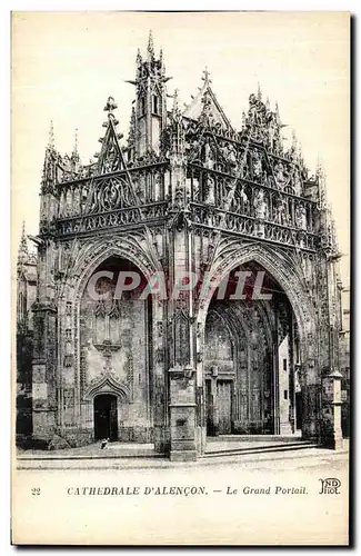 Cartes postales Cathedrale D Alencon Le Grand Portail