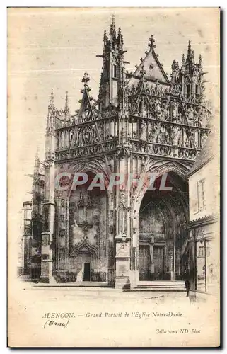 Cartes postales Alencon Grand Portail de l eglise Notre Dame