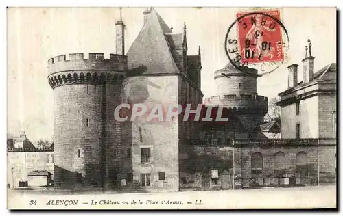 Cartes postales Alencon Le Chateau vu de la Place d Armes